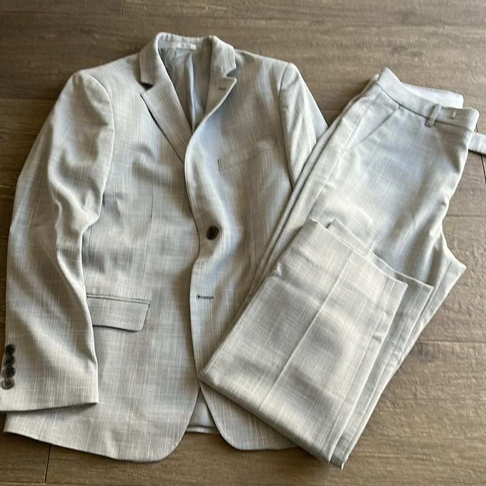 Calvin Klein Light Gray Plaid Kids Matching Suit Set